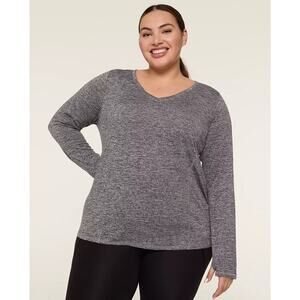 Livi Active Long-Sleeve Wicking Performance Tee Shirt Women’s 14 16‎ Gray Gym